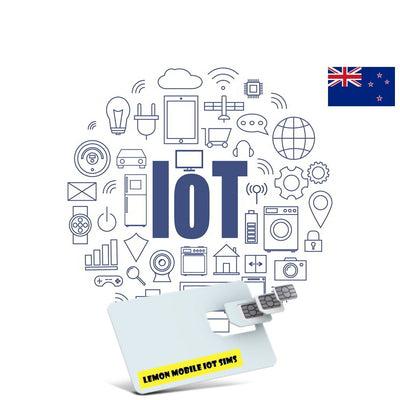 Lemon Mobile 4G IoT SIM card for New Zealand with Spark and 2degrees network access, pay once for up to 8 years
